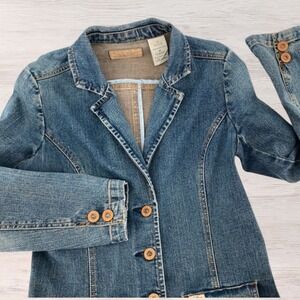 Levi Strauss Signature Denim Jacket Blue Jean Women M Trucker Relaxed Western